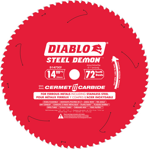 Lame de scie circulaire Cermet II Steel Demon, 14", 72 dents, Pour M&eacute;tal Infinity Industrial Services Inc.