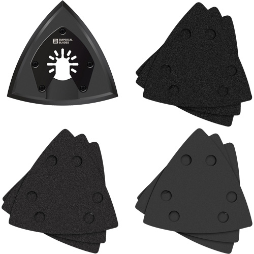 Patin de ponçage triangulaire pour outil oscillant et assortiment de papiers abrasifs One Fit Infinity Industrial Services Inc.