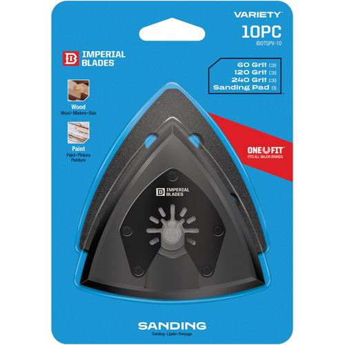 Patin de ponçage triangulaire pour outil oscillant et assortiment de papiers abrasifs One Fit Infinity Industrial Services Inc.