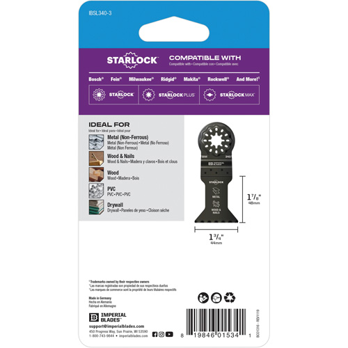 Lame standard pour le m&eacute;tal 1-3/4" Starlock Infinity Industrial Services Inc.