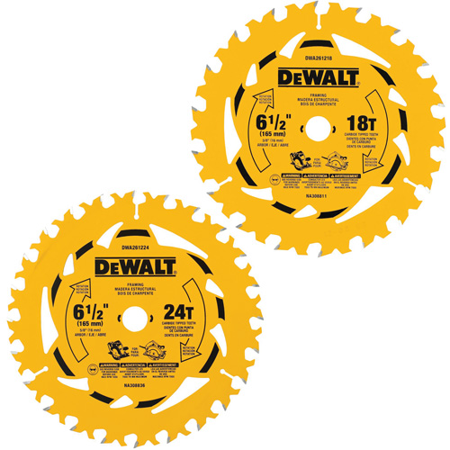 Assortiment de lames de scie circulaire, 6-1/2", 18/24 dents, Pour Bois Infinity Industrial Services Inc.