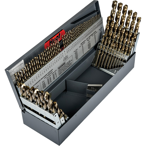 Jeu de forets s&eacute;rie courte combin&eacute;s robustes, 115 morceaux, Acier rapide au cobalt Infinity Industrial Services Inc.