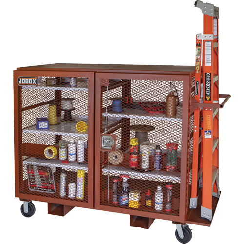 Mobile Mesh Cabinet, Steel, 49 Cubic Feet, Red Infinity Industrial Services Inc.