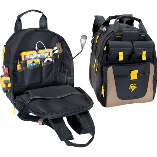 Sac &agrave; dos avec prises de recharge pour appareils &eacute;lectroniques, 15" lo x 10-1/2" la, Noir, Polyester Infinity Industrial Services Inc.