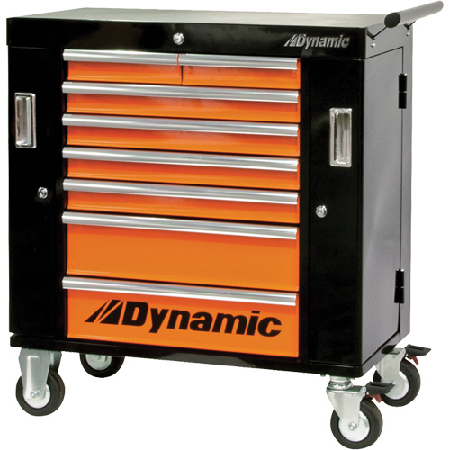 Roller Cabinet, 8 Drawers, 36" W x 18" D x 39-1/4" H, Black/Orange Infinity Industrial Services Inc.