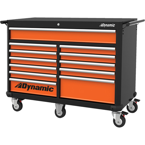 Roller Cabinet, 12 Drawers, 53" W x 24" D x 41" H, Black/Orange Infinity Industrial Services Inc.