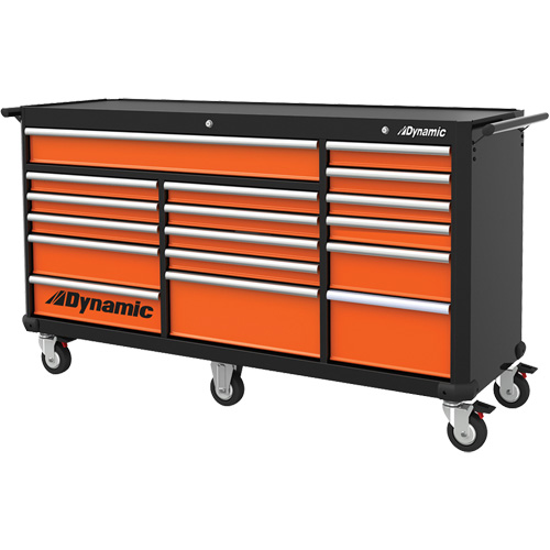 Armoire roulante, 17 tiroirs, 71" la x 24" p x 41" h, Noir/Orange Infinity Industrial Services Inc.