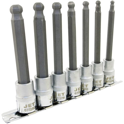 LHSW-3807M Metric 4" Long Ball Nose Socket Set, Hex Ball, 3/8" Drive, 7 Pcs Infinity Industrial Services Inc.
