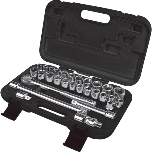 SAE/Metric Socket Set, 29 Pcs, 1/2" Drive Size Infinity Industrial Services Inc.