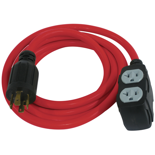 Generator Extension Cord, SJTW, 12/3 AWG, 30 A, 4 Outlet(s), 10' Infinity Industrial Services Inc.