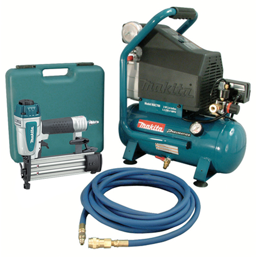 Air Compressor and Brad Nailer Kit, Electric, 2.6 Gal. (3.1 US Gal), 130 PSI, 120/1 V Infinity Industrial Services Inc.