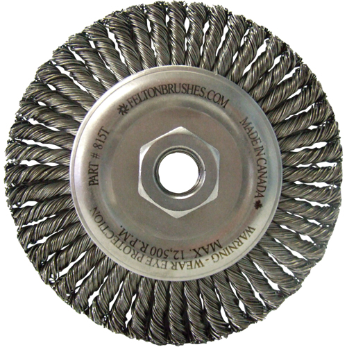 Brosses m&eacute;talliques &agrave; touret, Dia. 4", Fils 0,02", Arbre 5/8"-11, Acier inoxydable Infinity Industrial Services Inc.