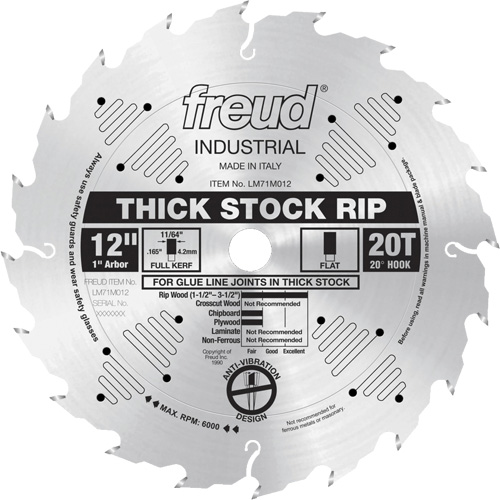Industrial Saw Blade - Ripping, 12", 20 Teeth, Wood Use Infinity Industrial Services Inc.