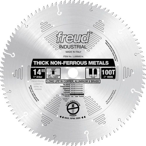 Industrial Saw Blade, 14", 100 Teeth, Non-Ferrous Use Infinity Industrial Services Inc.