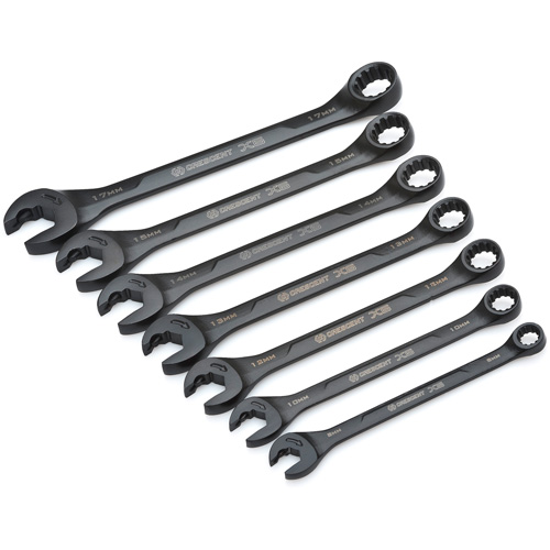 X6 Black Oxide Spline Ratcheting Wrench Set, Combination/Open-Ended, 7 Pieces, Metric Infinity Industrial Services Inc.