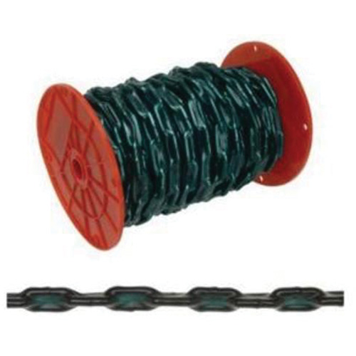 Straight Link Coil Chain with Green Sleeve, Low Carbon Steel, 2/0 x 60' (18.3 m) L, 520 lbs. (0.26 tons) Load Capacity Infinity Industrial Services Inc.