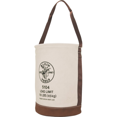 Bucket with Leather Bottom, 17" H, Canvas, Beige Infinity Industrial Services Inc.