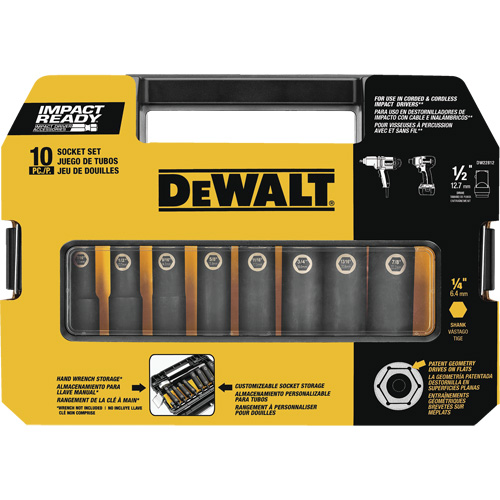 Ready Socket Set, 10 Pcs, Impact, 1/2" Drive Size Infinity Industrial Services Inc.