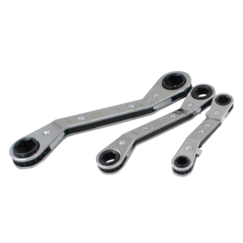Jeu de cl&eacute;s &agrave; cliquet d&eacute;cal&eacute;e, Cl&eacute; polygonale, 3 morceaux, M&eacute;trique Infinity Industrial Services Inc.