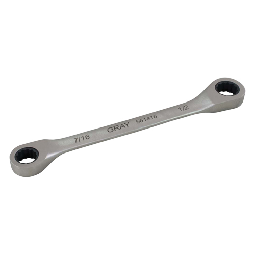 Double Box End Gear Ratcheting Wrench, 12 Point, 5/16" x 3/8", Plain Finish Infinity Industrial Services Inc.