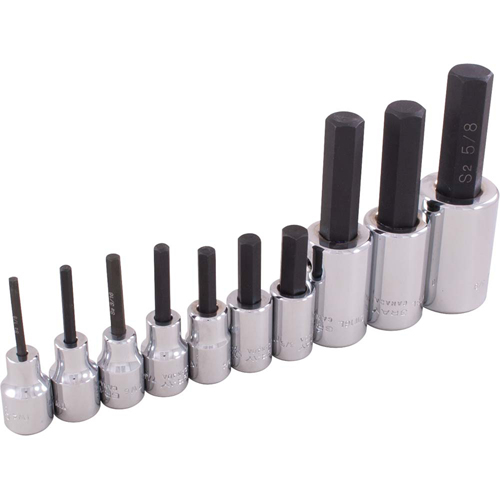 Hex Head Socket Set, Hex, 1/2"/3/8" Drive, 10 Pcs Infinity Industrial Services Inc.