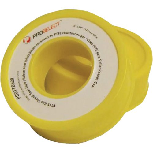Gas & Oil PTFE Pipe Thread Tape, 12.7 mm (1/2") x 6.6 m (21.67'), Yellow Infinity Industrial Services Inc.