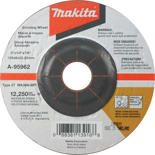 INOX Grinding Wheel, 5" x 1/4", 7/8" Arbor, Aluminum Oxide, Type 27 Infinity Industrial Services Inc.