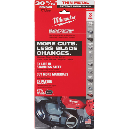 Extreme Metal Band Saw Blades, High Speed Steel, 30-9/16" L x 1/2" W x 0.02" Thick, 12/14 TPI Infinity Industrial Services Inc.