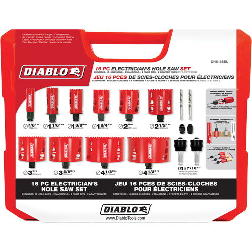 Electrician's Bi-Metal Hole Saw Set, 16 Pieces Infinity Industrial Services Inc.