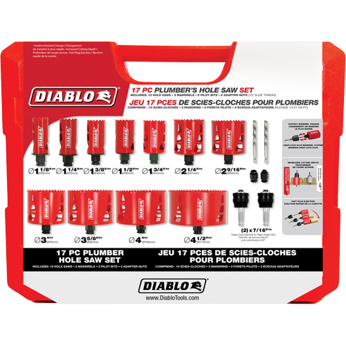 Plumber's Bi-Metal Hole Saw Set, 17 Pieces Infinity Industrial Services Inc.