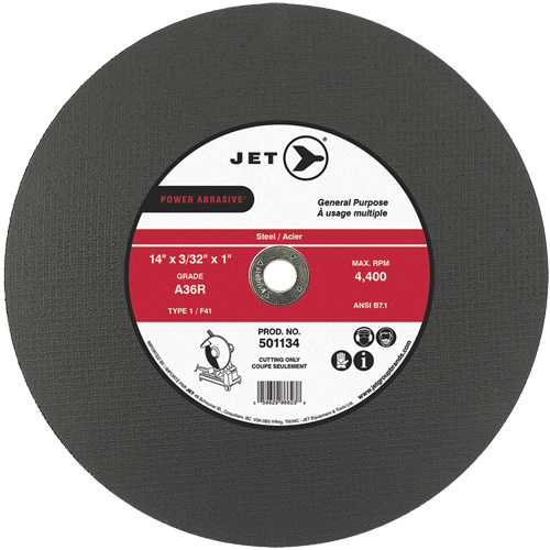 A36R Power Abrasive Cut-Off Wheel, 14" x 3/32", 1" Arbor, Type 1, 4400 RPM Infinity Industrial Services Inc.
