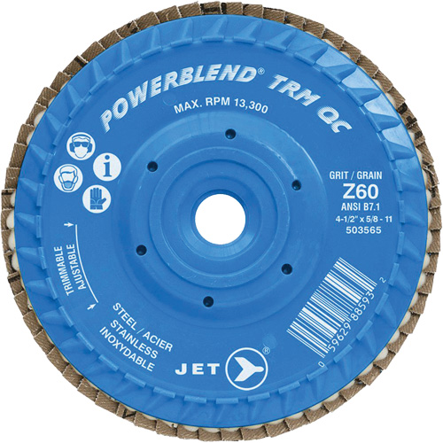 PowerBlend TRM QC Trimmable Flap Disc, 4-1/2" x 5/8"-11, Type 27, Z60 Grit, Zirconia Alumina Infinity Industrial Services Inc.
