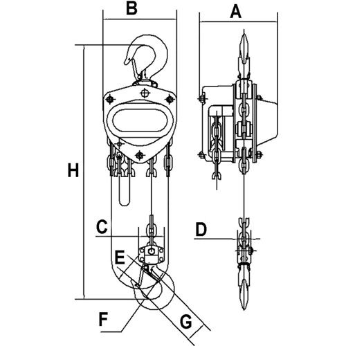 KCH Series Chain Hoists, 20' Lift, 2200 lbs. (1 tons) Capacity, Alloy Steel Chain Infinity Industrial Services Inc.