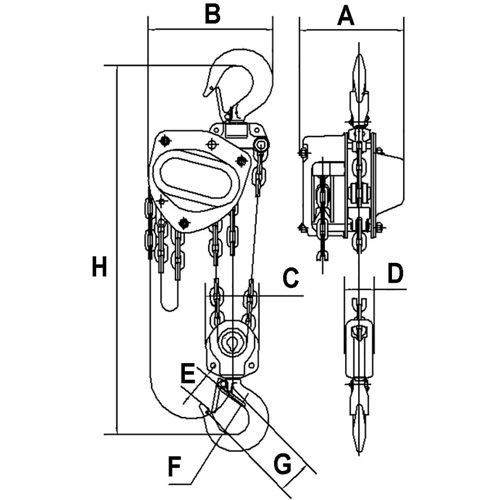 KCH Series Chain Hoists, 20' Lift, 6600 lbs. (3 tons) Capacity, Alloy Steel Chain Infinity Industrial Services Inc.