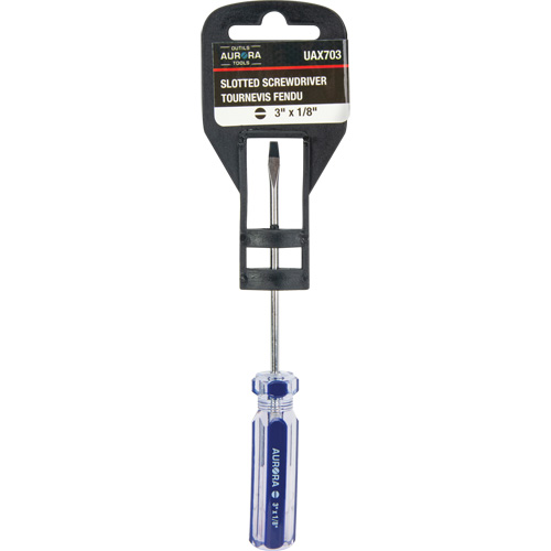 Blue Transparent Striped Slotted Screwdriver, 1/8" Tip, Round, Plastic Handle Infinity Industrial Services Inc.