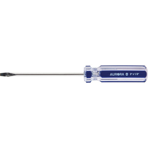 Blue Transparent Striped Slotted Screwdriver, 1/8" Tip, Round, Plastic Handle Infinity Industrial Services Inc.