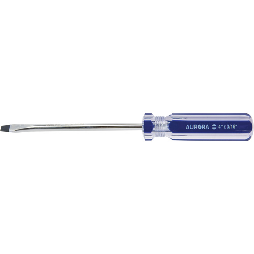 Blue Transparent Striped Slotted Screwdriver, 3/16" Tip, Round, Plastic Handle Infinity Industrial Services Inc.