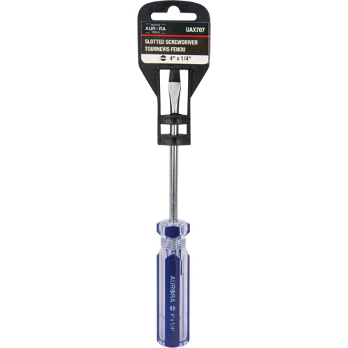 Blue Transparent Striped Slotted Screwdriver, 1/4" Tip, Round, Plastic Handle Infinity Industrial Services Inc.