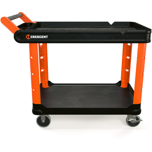RAILWORKS 2-Shelf Industrial Utility Cart with 5" Hard Casters, 47" L x 24-1/2" W x 34" H, Black/Orange Infinity Industrial Services Inc.