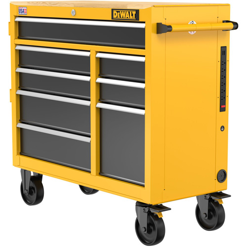 Postes de travail industriel mobile, 8 tiroirs, 40" la x Jaune Infinity Industrial Services Inc.