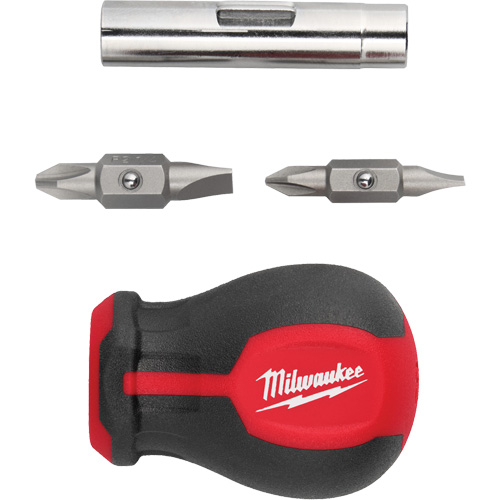 6-in-1 Stubby Multi-Bit Screwdriver, 3" L, Cushion Grip Handle Infinity Industrial Services Inc.
