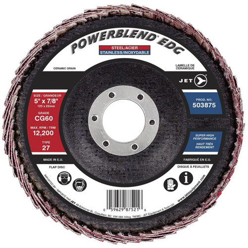 POWERBLEND EDG Curved Edge Flap Disc, 5" x 7/8", Type 27, CG60 Grit, Ceramic Infinity Industrial Services Inc.
