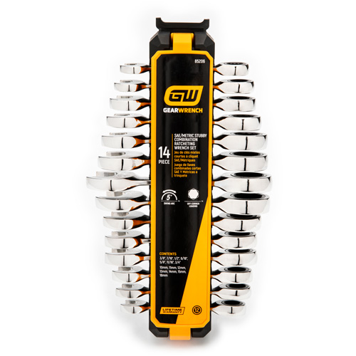 72-Tooth 12 Point Stubby Wrench Set, Ratcheting Combination, 14 Pieces, Imperial and Metric Infinity Industrial Services Inc.