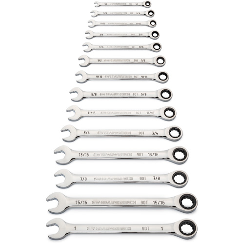 90-Tooth 12 Point SAE Wrench Set, Ratcheting Combination, 14 Pieces, Imperial Infinity Industrial Services Inc.