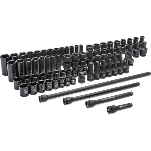 Jeu de douilles maîtresses SAE/m&eacute;triques &agrave; 6 pans, 80 Mcx, Chocs, Prise de 3/8", Profond Infinity Industrial Services Inc.