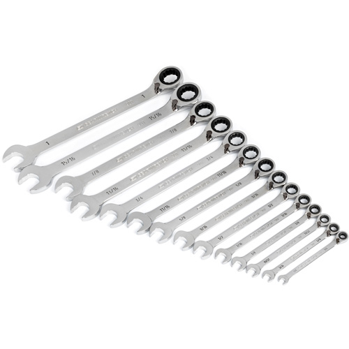 90-Tooth 12 Point SAE Reversible Ratcheting Wrench Set, Ratcheting Combination, 14 Pieces, Imperial Infinity Industrial Services Inc.