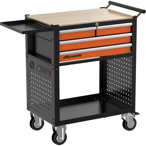Chariot utilitaire, 4 tiroirs, Noir/Orange Infinity Industrial Services Inc.