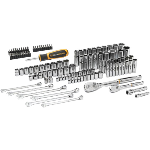 Jeu d'outils manuels pour m&eacute;canicien 90T SAE/m&eacute;trique avec prises 1/4" & 3/8" Infinity Industrial Services Inc.