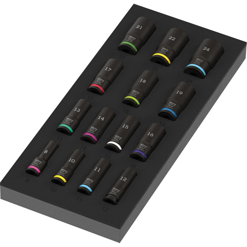 Foam Insert Zyklop B Impaktor Deep Socket Set 1, 15 Pcs, Impact, 3/8" Drive Size, Deep Infinity Industrial Services Inc.