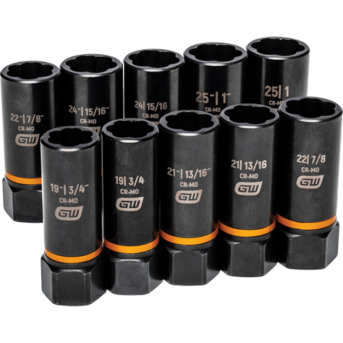 Bolt Biter Extraction Socket Set, 10 Pcs, Impact, 1/2" Drive Size, Deep Infinity Industrial Services Inc.